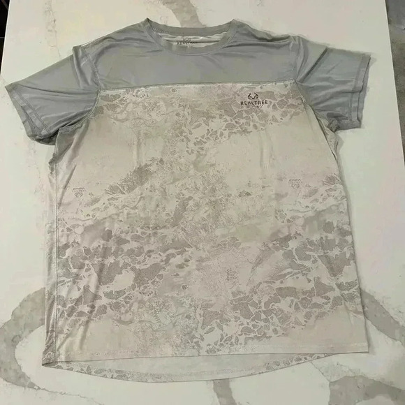 Realtree Wav3 Men's White Gray Short Sleeve Performance Fishing Tee Size 2XL - Picture 1 of 6